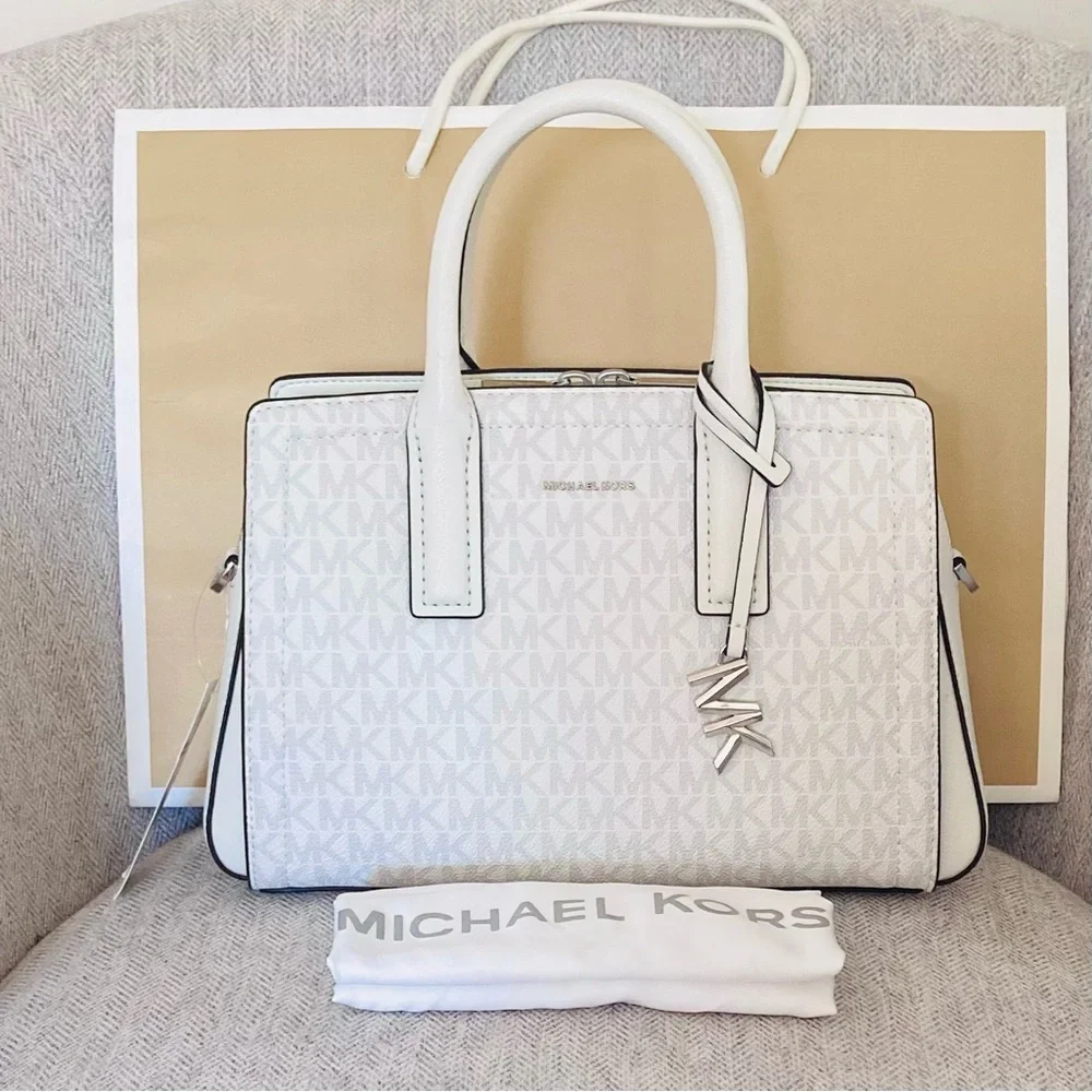 Michael Kors Top Handle Crossbody Logo White Handbag